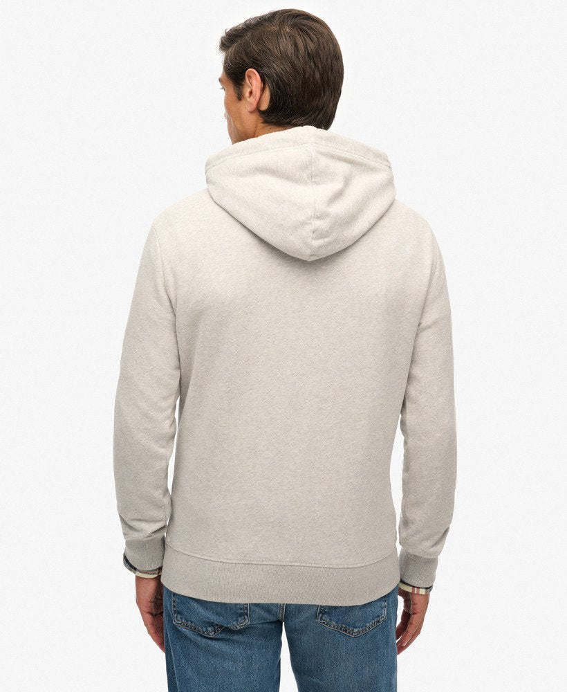 Vintage Logo Duo Classic Hoodie-Ice Grey Marl-Back view