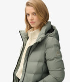 Superdry Ladies City Mid Padded Jacket-Freestyle Green Freestyle Green model front view