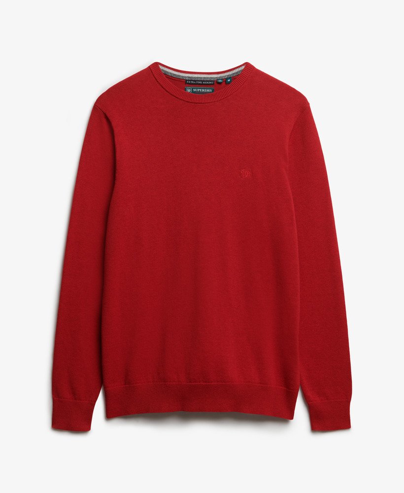 SUPERDRY Essentials Cotton Jumper-Crimson Red Marl Crimson Red Marl flat front view