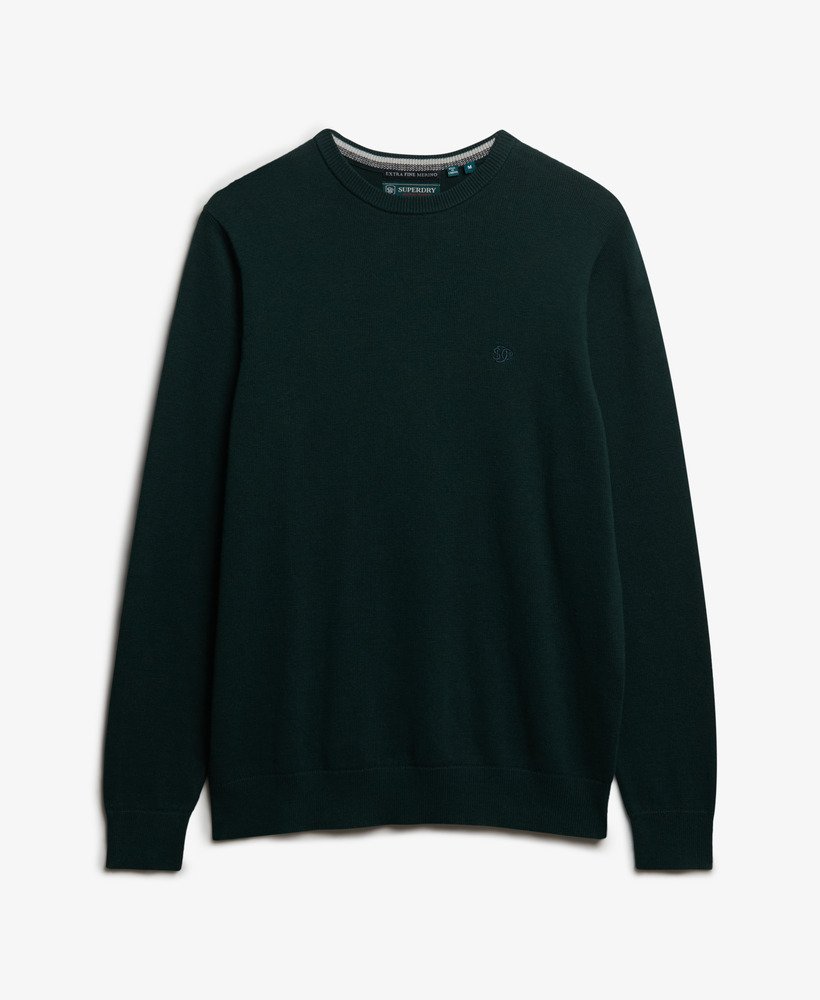 SUPERDRY Essentials Cotton Jumper-Enamel Green Marl Enamel Green Marl flat front view