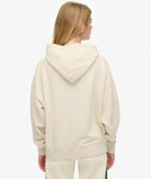 Superdry Ladies Athletic Essentials Off White Relaxed Hoodie Desert Bone Off White back view