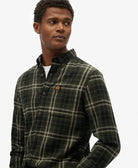 SUPERDRY Cotton Lumberjack Shirt-Frontier Check Olive Green Frontier Check Olive Green model front view