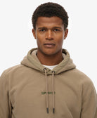 SUPERDRY Micro Logo Fleece Hoodie-Winter Twig Beige Winter Twig Beige back view
