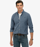 SUPERDRY Classic Needle Cord Shirt-Stormy Weather Blue Stormy Weather Blue front view