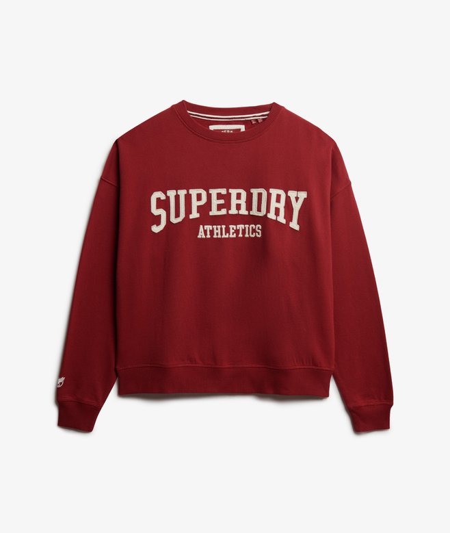 Red Superdry sweatshirt on a white background