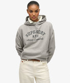 Superdry Ladies Athletic Essentials Relax Hood-Athletic Grey Marl Athletic Grey Marl front view