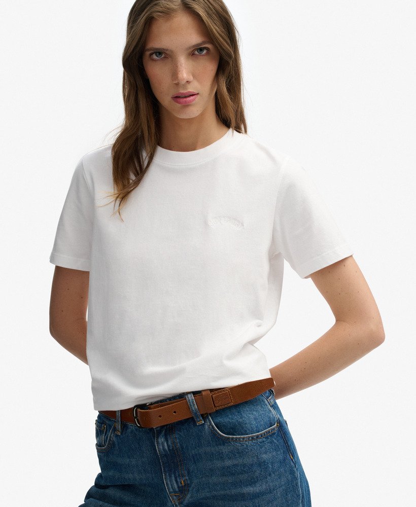 Ladies Essential Logo Emb Tee-Optic-Closer View of the Front