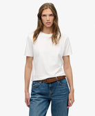 Superdry Ladies Essential Logo Emb Tee-Optic Optic front view