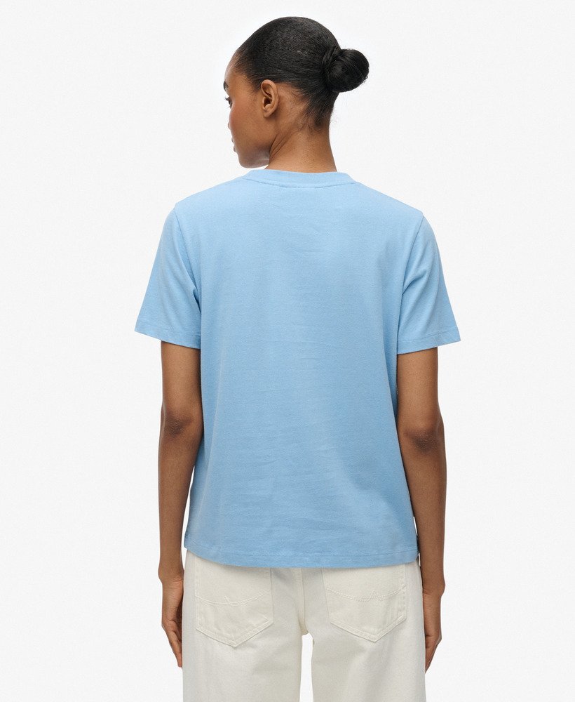 Ladies Essential Logo Emb Tee-Bluebell-Model Back View