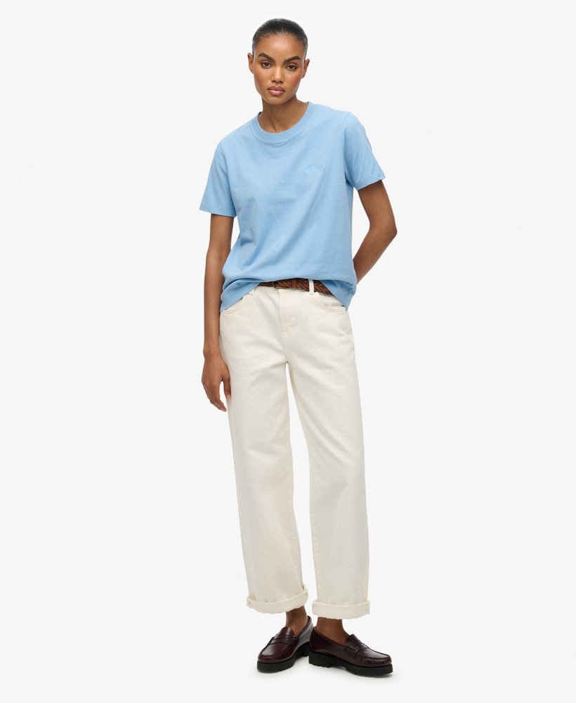 Ladies Essential Logo Emb Tee-Bluebell-Model Full Front View