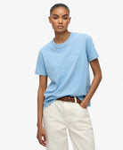 Superdry Ladies Essential Logo Emb Tee-Bluebell Bluebell front view