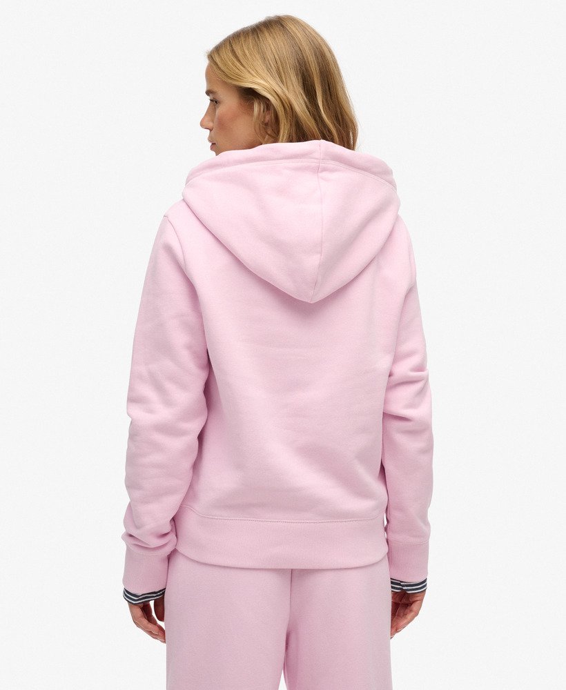 Ladies Essential Logo Emb Hood Hb-Pink Lady-Model Back View