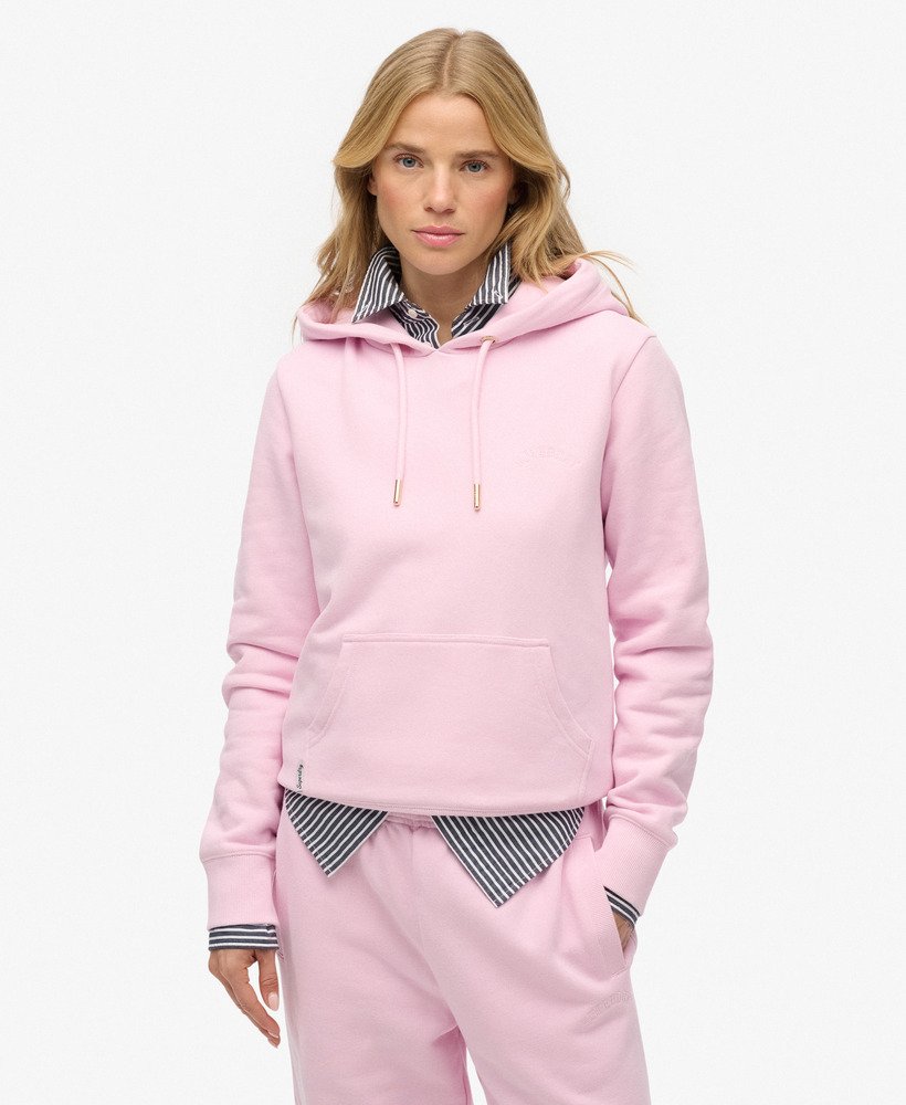 Ladies Essential Logo Emb Hood Hb-Pink Lady-Model Front View