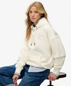 Superdry Ladies Luxe Casual Relaxed Hood-Cream Cream model front view