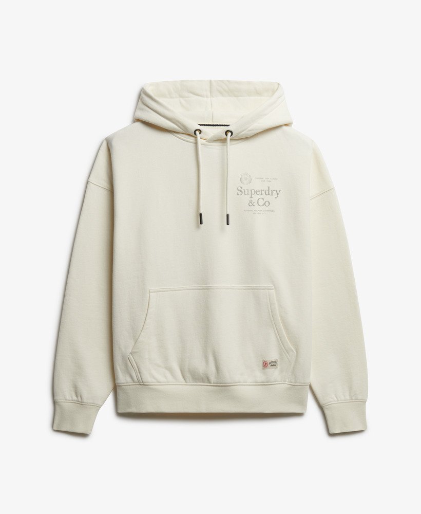 Superdry Ladies Luxe Casual Relaxed Hood-Cream Cream flat front view