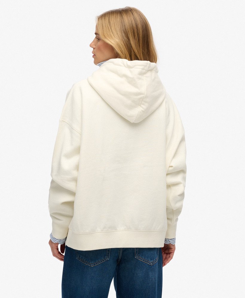 Ladies Luxe Casual Relaxed Hood-Cream-Back View