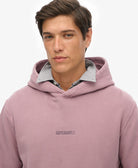 SUPERDRY Micro Logo Hoodie-Dry Elderberry Dry Elderberry back view