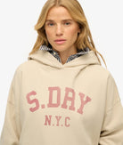 Superdry Ladies Ladies Athletic Essentials Relax Oat Bran Hoodie Oat Bran side view