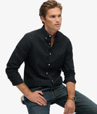 SUPERDRY Essentials Tailored Lite Shirt-Black Black model front view
