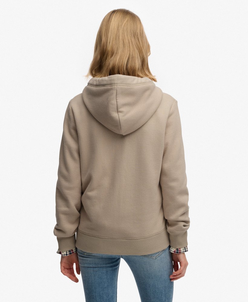 Superdry Ladies Essential Logo Zip Hoodie-Feather Grey Feather Grey side view