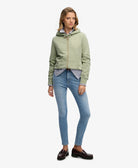 Superdry Ladies Essential Logo Ziphood-Dusty Sage Dusty Sage model front view