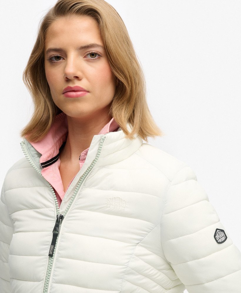 Ladies Fuji Lite Padded Jacket-Off White-Close Up View