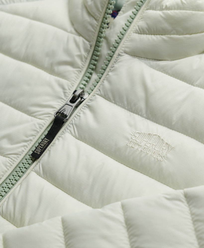 Ladies Fuji Lite Padded Jacket-Off White-Zip Fastening View