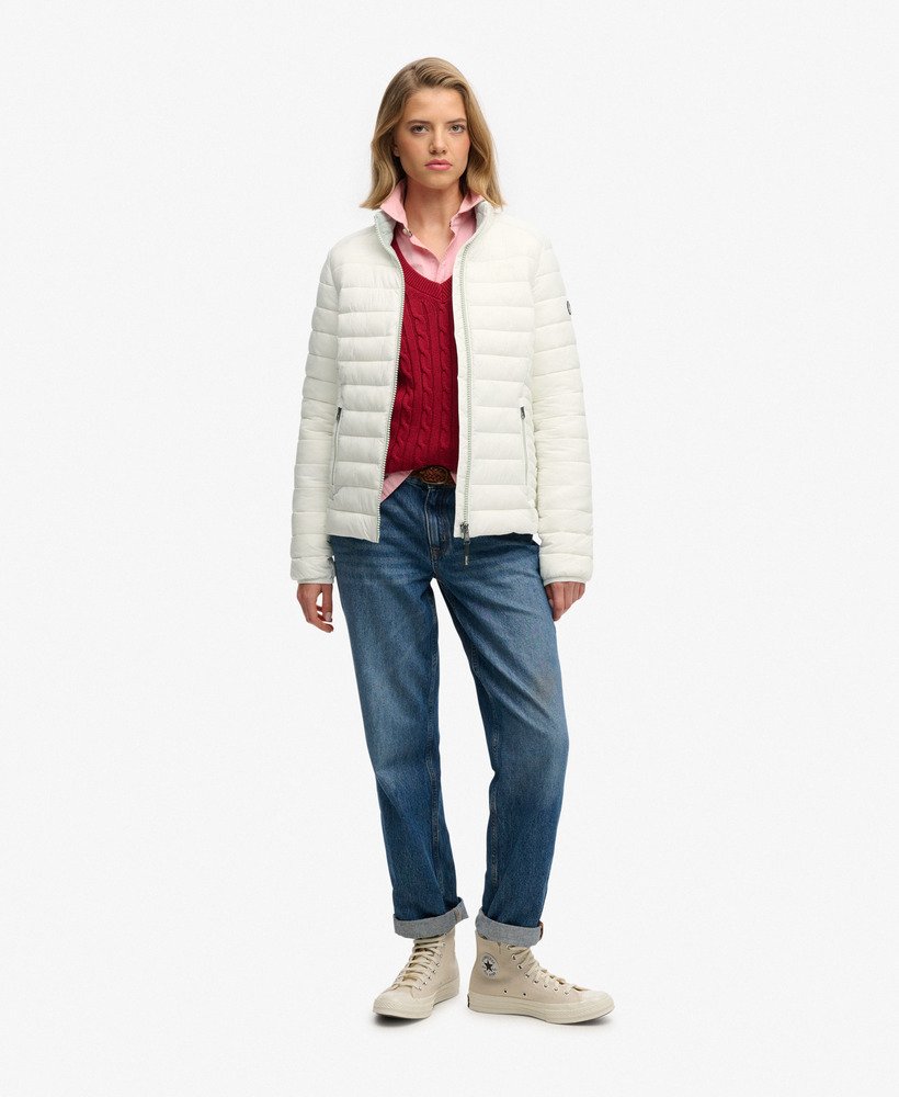 Ladies Fuji Lite Padded Jacket-Off White-Model Full Front View