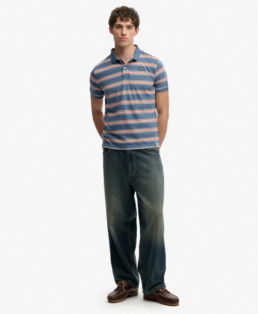 SUPERDRY Vintage Stripe Jersey Polo-Retro Blue Stripe Retro Blue Stripe detail view
