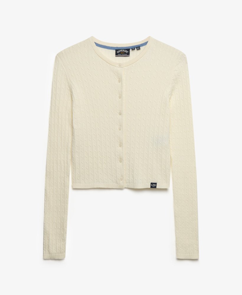 Ladies Lightweight Essential Cardigan-Off White-Ghost View