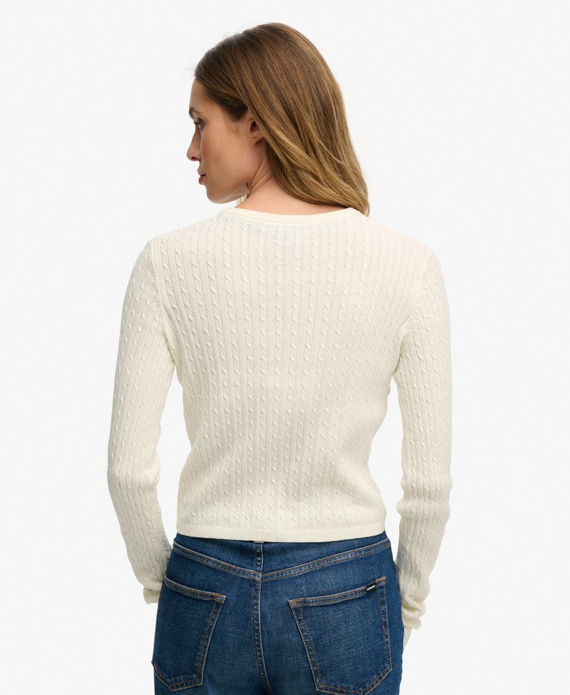 Ladies Lightweight Essential Cardigan-Off White-Back View