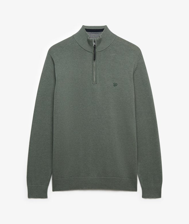 SUPERDRY Essentials Cotton Half Zip-Lily Pad Green Marl Lily Pad Green Marl alternate view