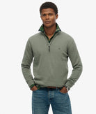 SUPERDRY Essentials Cotton Half Zip-Lily Pad Green Marl Lily Pad Green Marl model front view