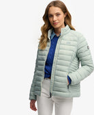 Superdry Ladies Fuji Lite Padded Jacket-Aqua Grey Aqua Grey model front view