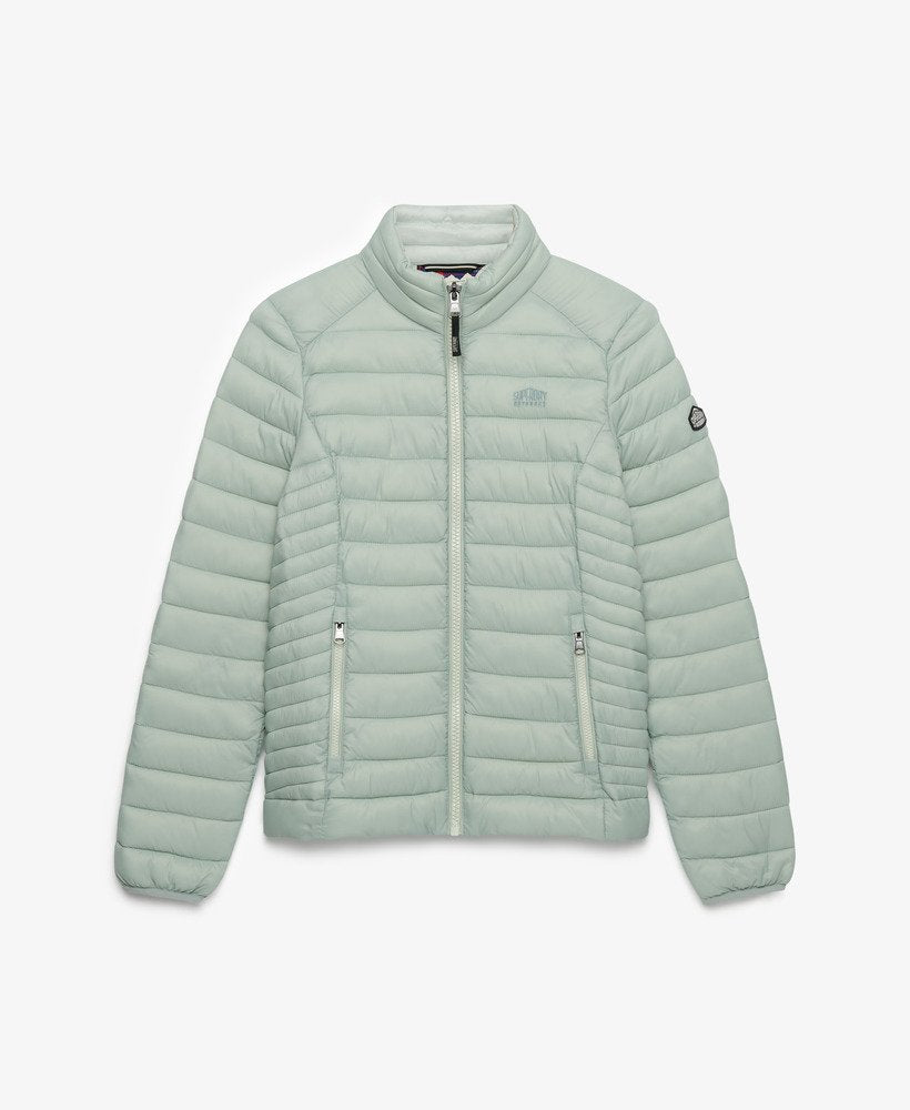 Ladies Fuji Lite Padded Jacket-Aqua Grey-Ghost Front View