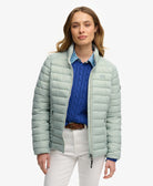 Superdry Ladies Fuji Lite Padded Jacket-Aqua Grey Aqua Grey front view