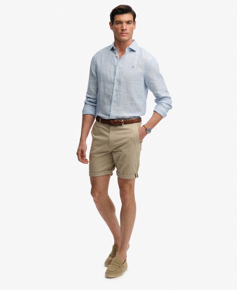 SUPERDRY Premium Regular Chino Short-Sandstone Brown Sandstone Brown model front view