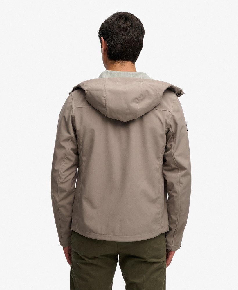 Men's Hooded Softshell Trekker Jacket-Fort Taupe-Back View