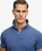 SUPERDRY Classic Pique Polo-Bay Blue Bay Blue back view