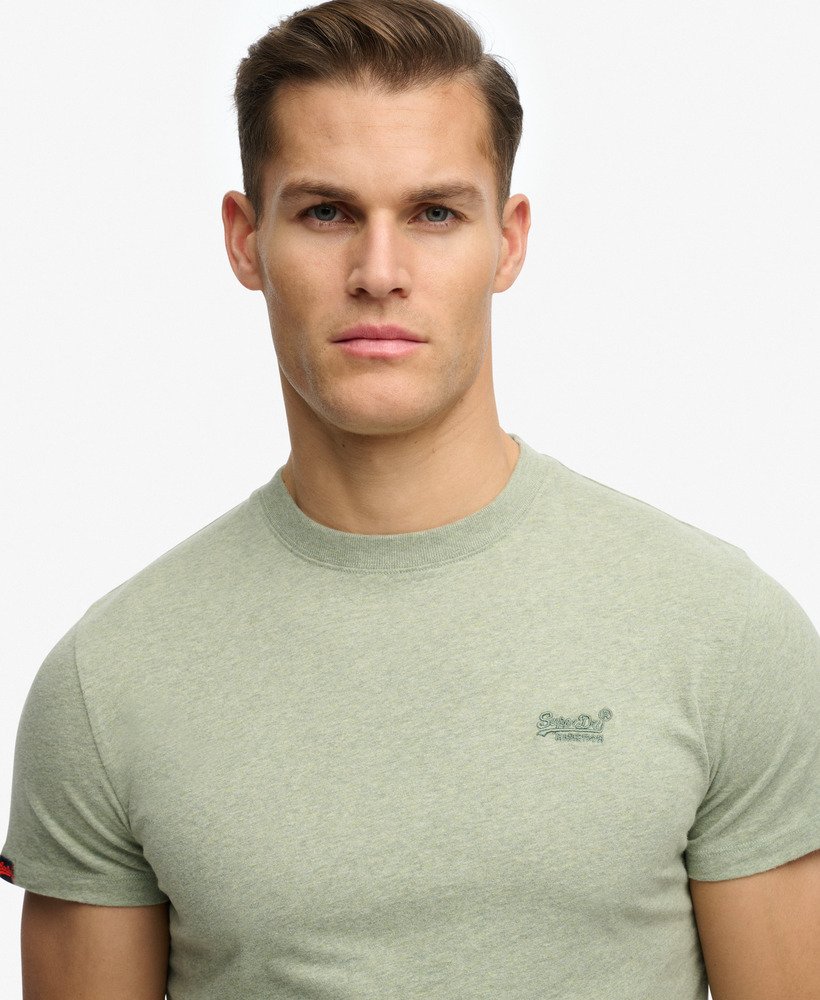 Men's Essential Logo Emb Tee-Vintage Sage Green Marl-Closer View of the Front