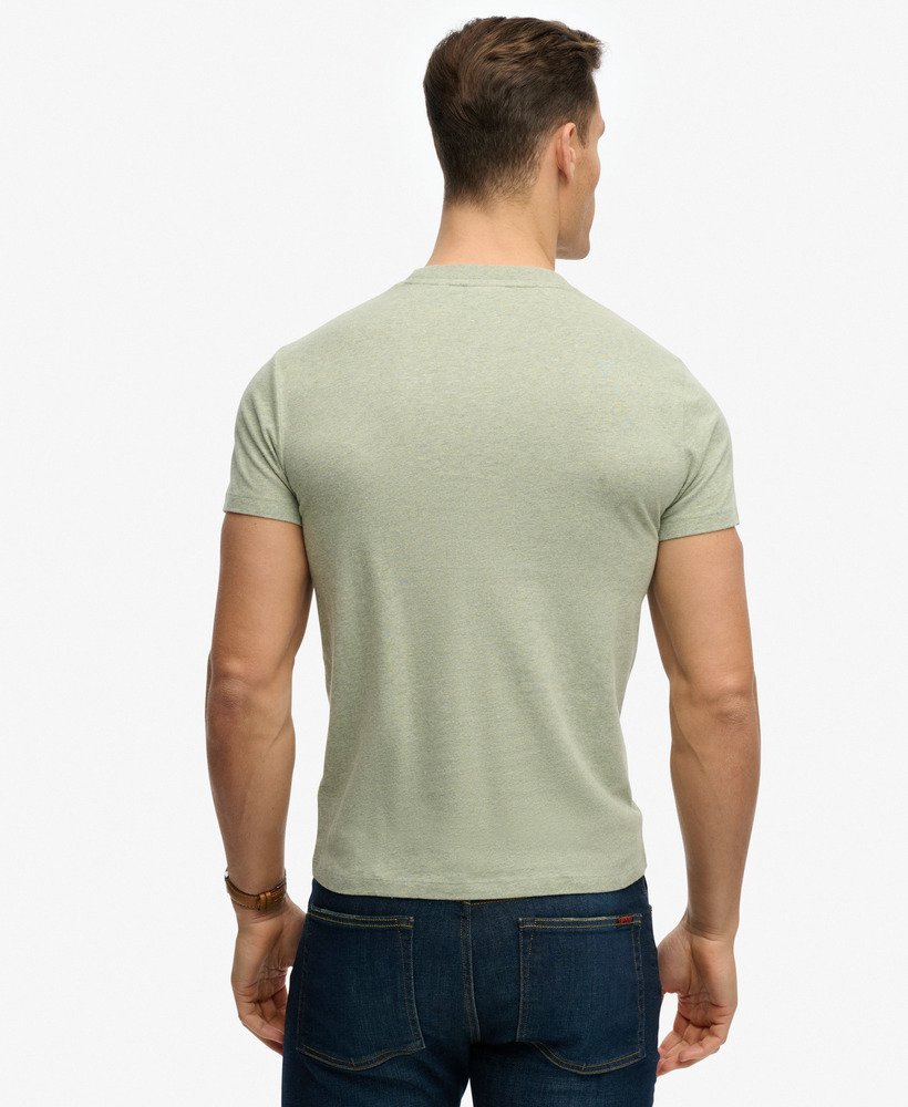 Men's Essential Logo Emb Tee-Vintage Sage Green Marl-Model Back View