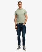 SUPERDRY Essential Logo Emb Tee-Vintage Sage Green Marl Vintage Sage Green Marl model front view