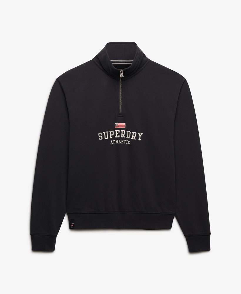 Superdry Ladies Ath Ess Graphic Half Zip-Eclipse Navy Eclipse Navy flat front view