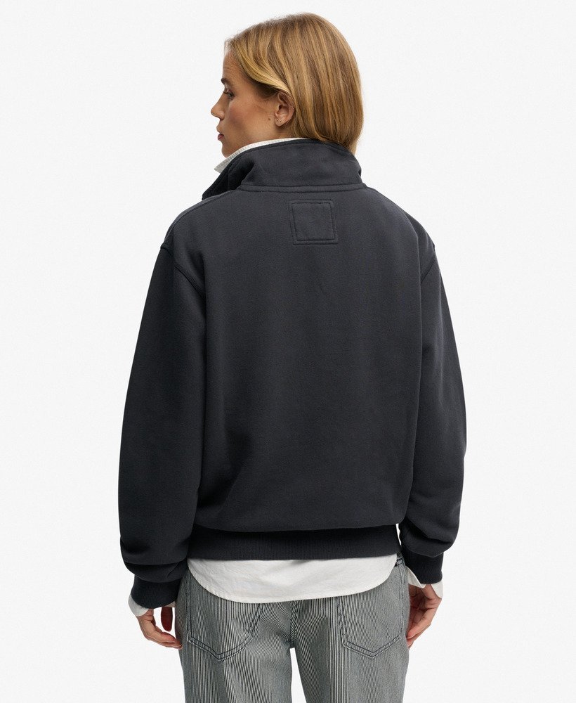 Superdry Ladies Ath Ess Graphic Half Zip-Eclipse Navy Eclipse Navy back view