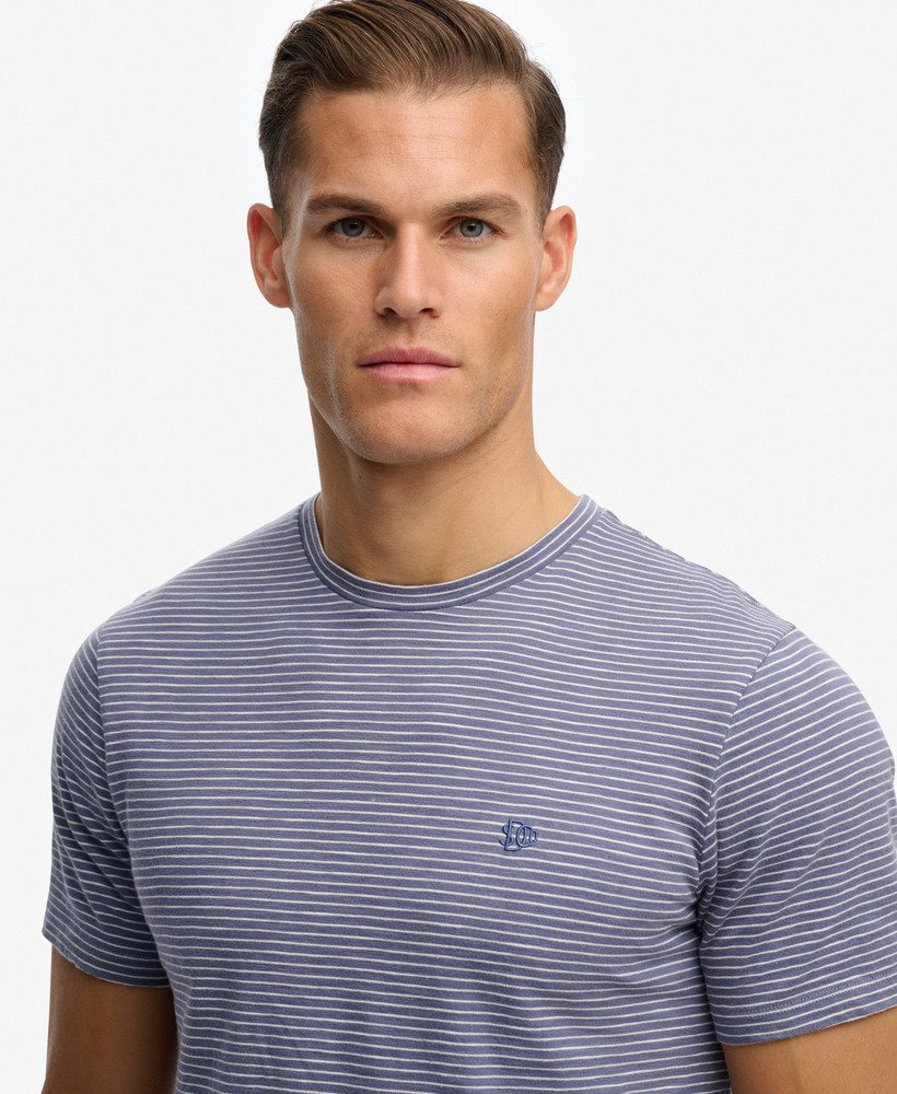 SUPERDRY Classic Essential Stripe Tee-Denim Blue Micro Stripe Denim Blue Micro Stripe back view