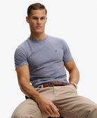SUPERDRY Classic Essential Stripe Tee-Denim Blue Micro Stripe Denim Blue Micro Stripe model front view