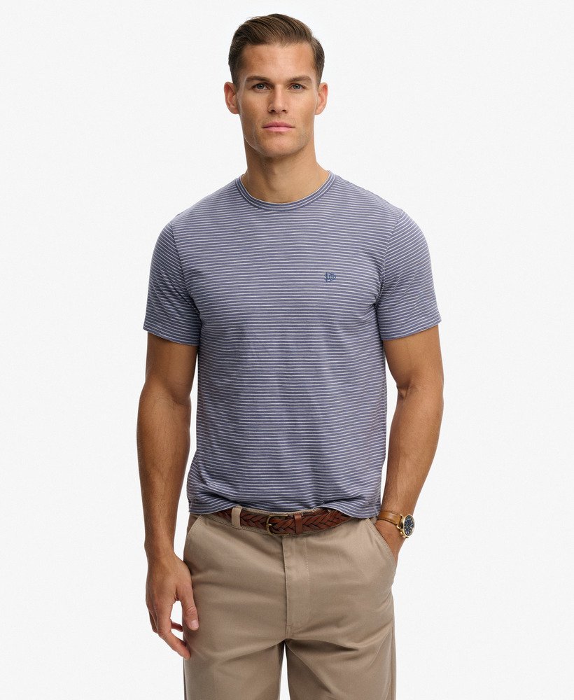 SUPERDRY Classic Essential Stripe Tee-Denim Blue Micro Stripe Denim Blue Micro Stripe front view