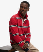 SUPERDRY Vintage Athletic Stripe Rugby-Red Stripe Red Stripe model front view