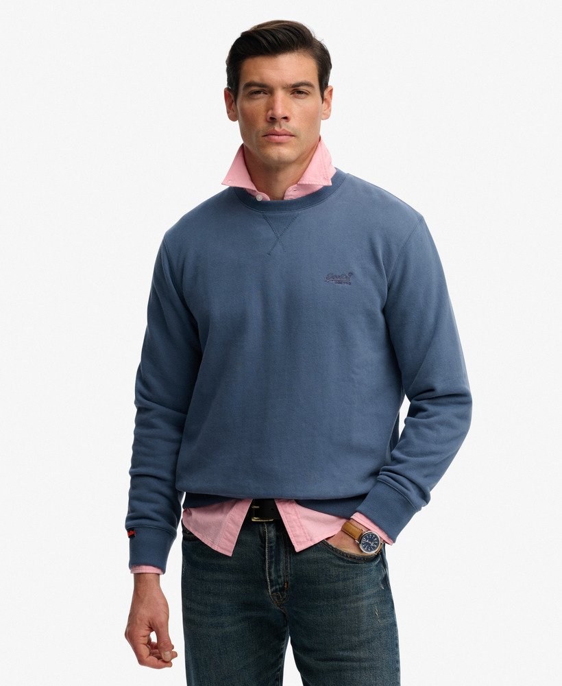 SUPERDRY Essential Logo Crew Sweatshirt-Vintage Indigo Vintage Indigo front view