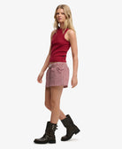Superdry Ladies Cotton Stripe Elastic Short-Red Gingham Red Gingham detail view